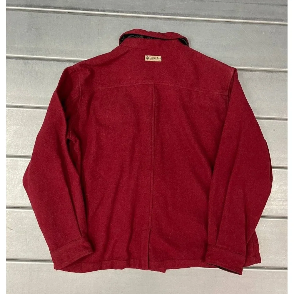 Vintage Columbia Button Up Jacket Womens XL Red Wool Blend Lined‎